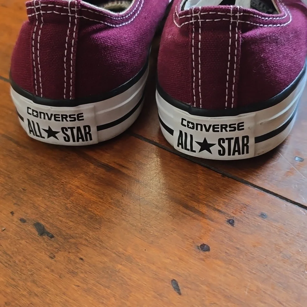 Converse Maroon Canvas Sneakers with White Accents - Picture 6 of 7